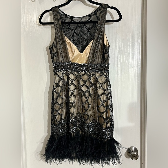 SUE WONG Black and Gold Beaded Dress - Picture 8 of 14